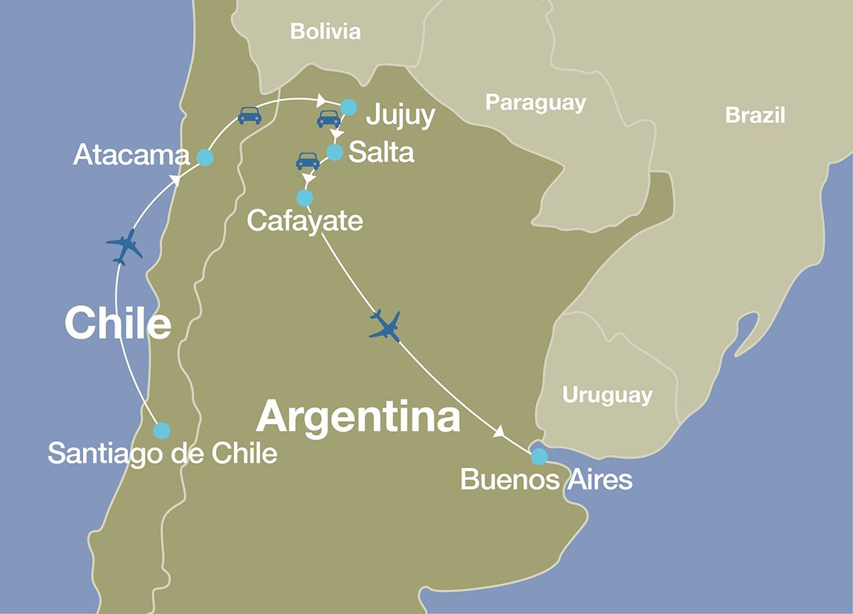 Northern Chile Argentina Luxury Tours Map 